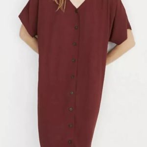 [madewell] full button easy dress, maroon, xxs